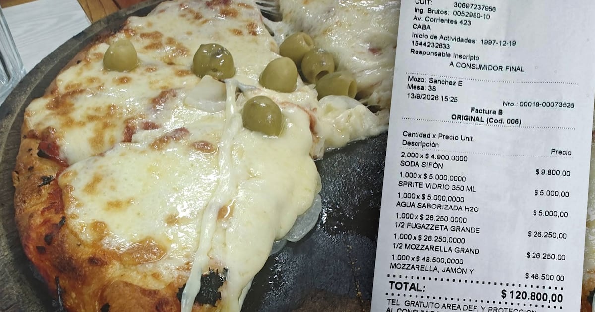 Una salida a una pizzería clásica de Buenos Aires: cuánto se pagó por dos pizzas, bebidas y el detalle fiscal de la cuenta