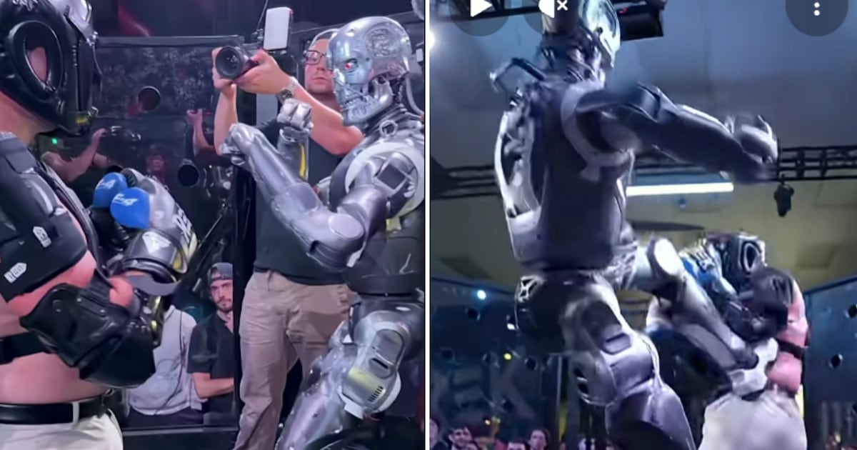 Un influencer se midió con robots humanoides teledirigidos en San Francisco y terminó con una mano lesionada